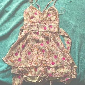 Mi Ami light pink mini dress with dark pink flowers Brand New though no tags